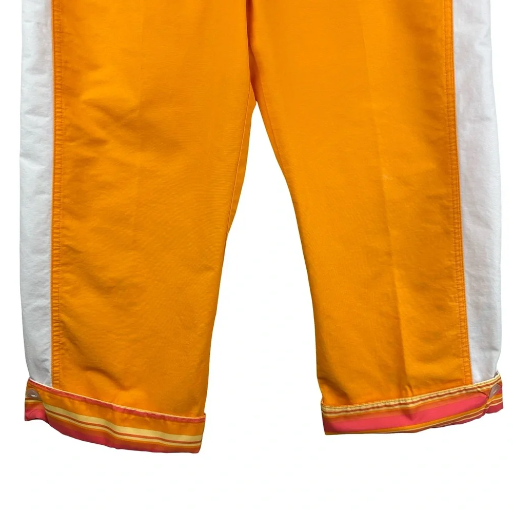 Nike Orange Striped Athletic Bright Trim Drawstring Waist Capri Pants  M - Picture 3 of 13